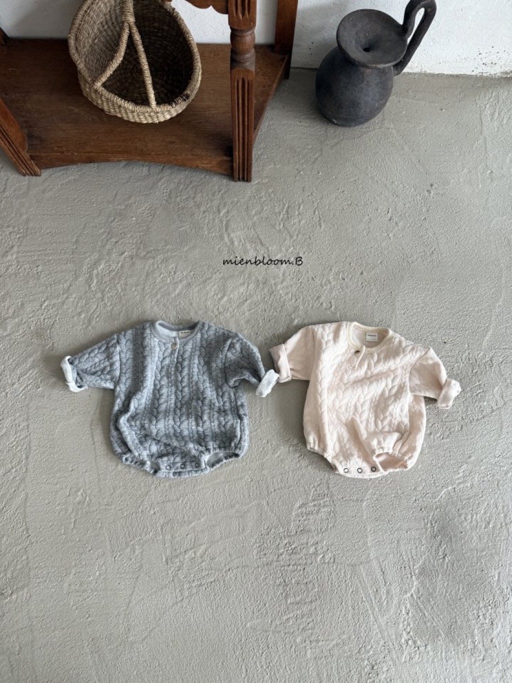 Bloom.b09｜(0m-24m) 麻花刷毛包屁衣