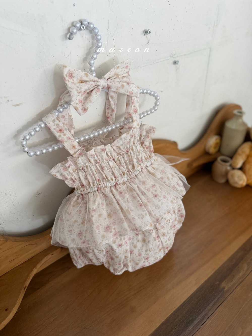 Marron50｜(3m-18m) 夏日碎花薄紗包屁衣
