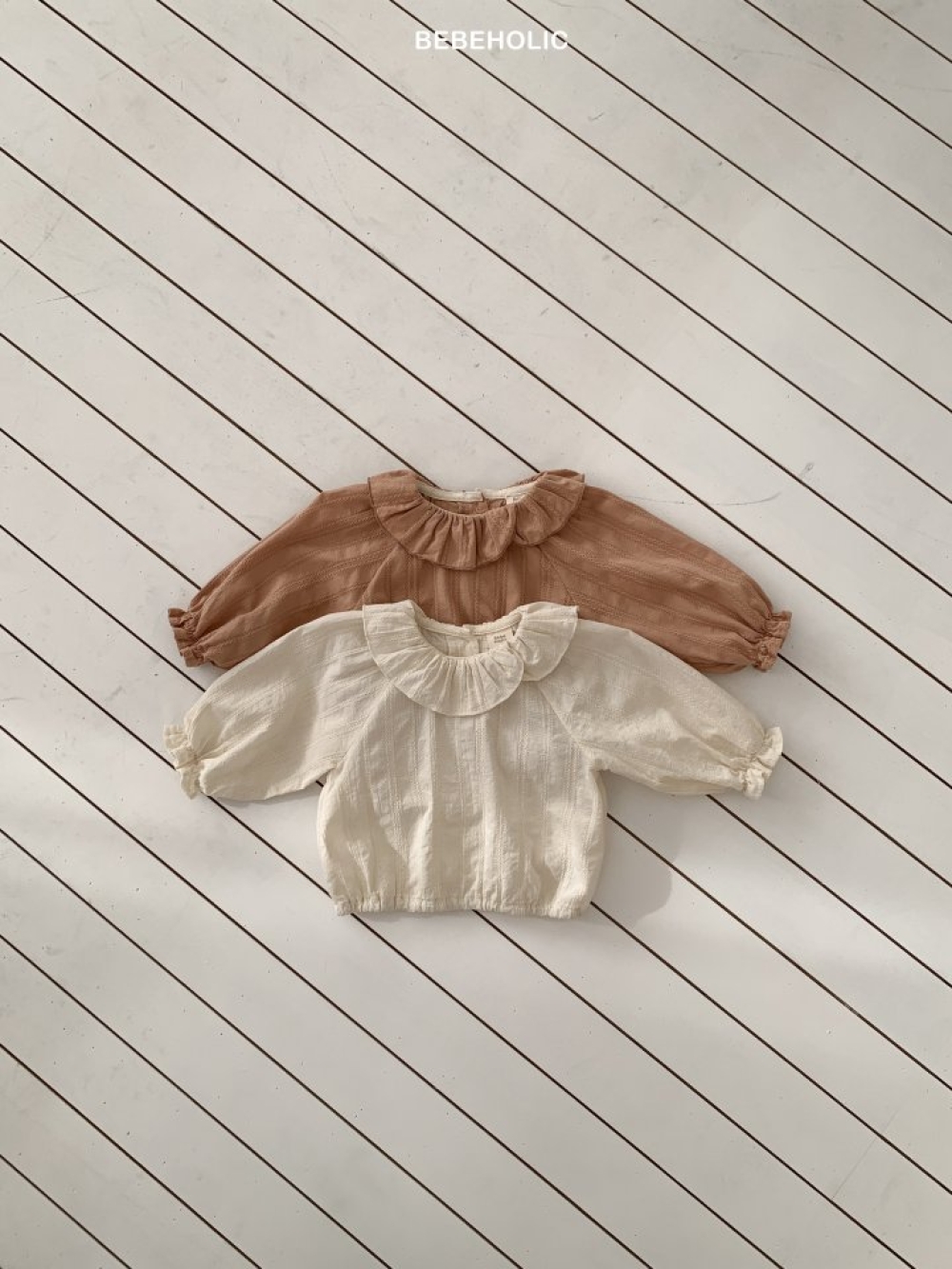 Bebe holic39｜(3m-18m) 花瓣領縮口襯衫