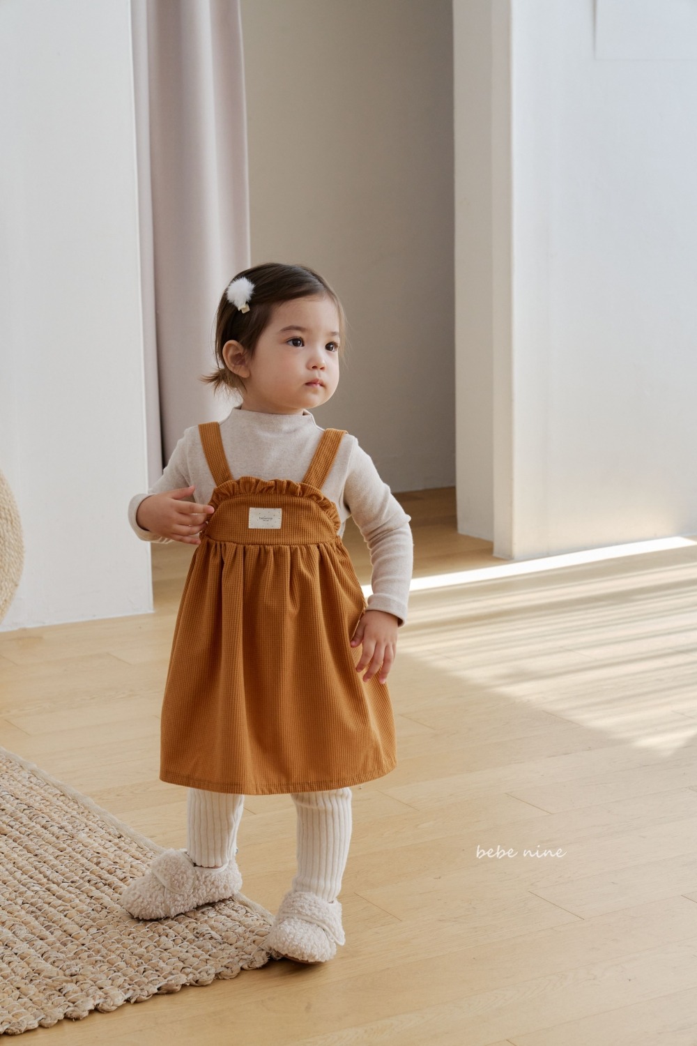 bebe nine29 (65cm-115cm) 3色荷葉摺邊吊帶洋裝