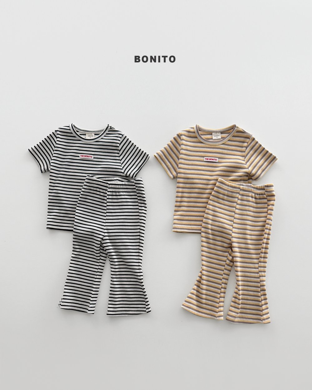 Bonito20｜(75cm-125cm) 2色小標條紋線條套裝