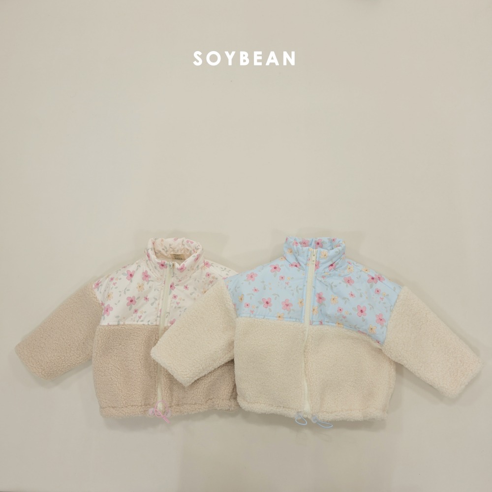Soybean38｜(75cm-118cm) 碎花刷毛拉鍊外套