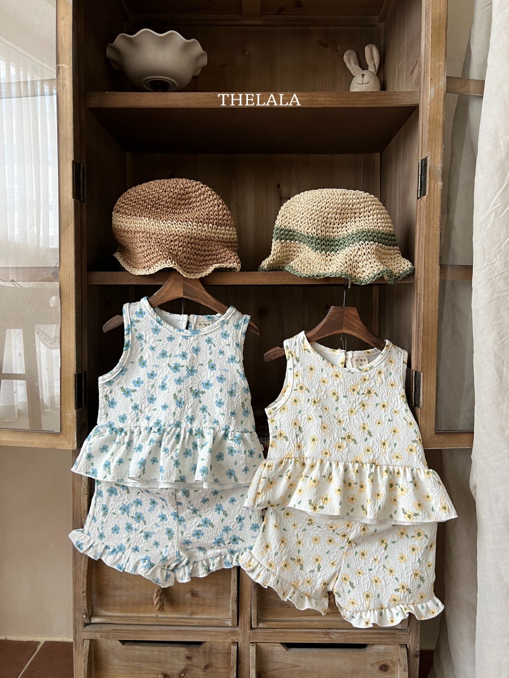 thelala33｜ (70-115) 抓皺碎花荷葉套裝