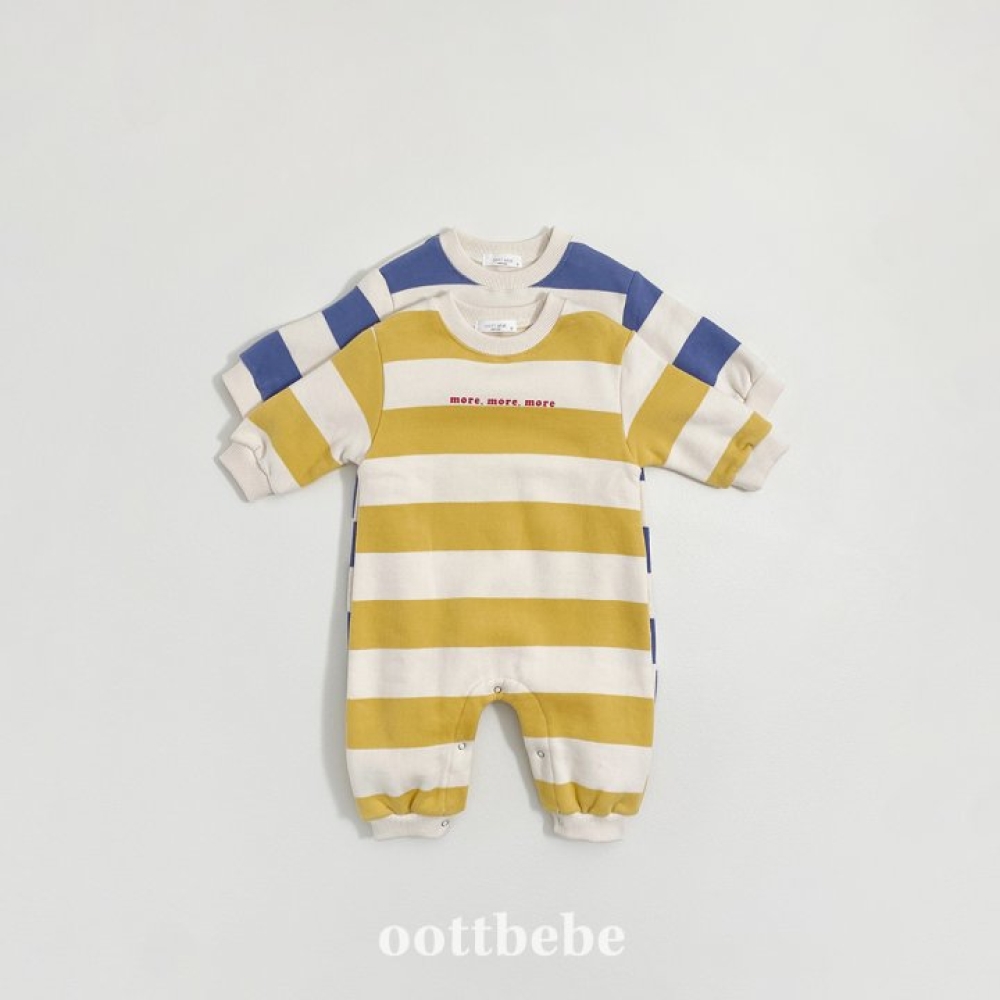 Oottbebe59｜(0m-12m) 條紋拼色連身包屁衣