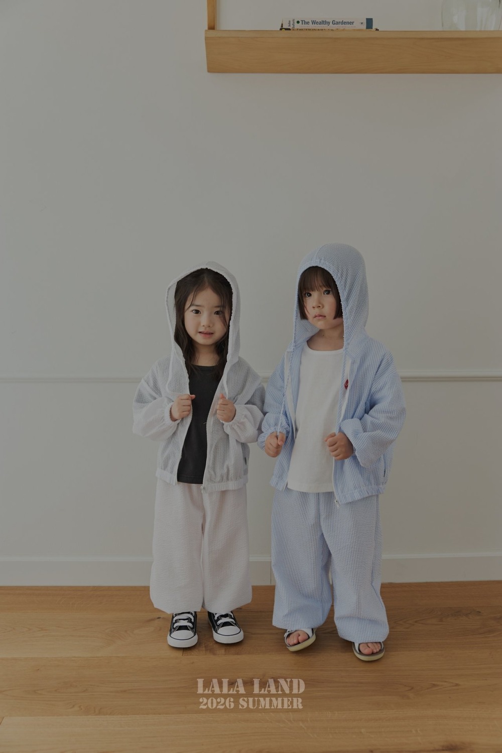 lala land53｜(75-120cm) 2色泡泡紗連帽拉線外套