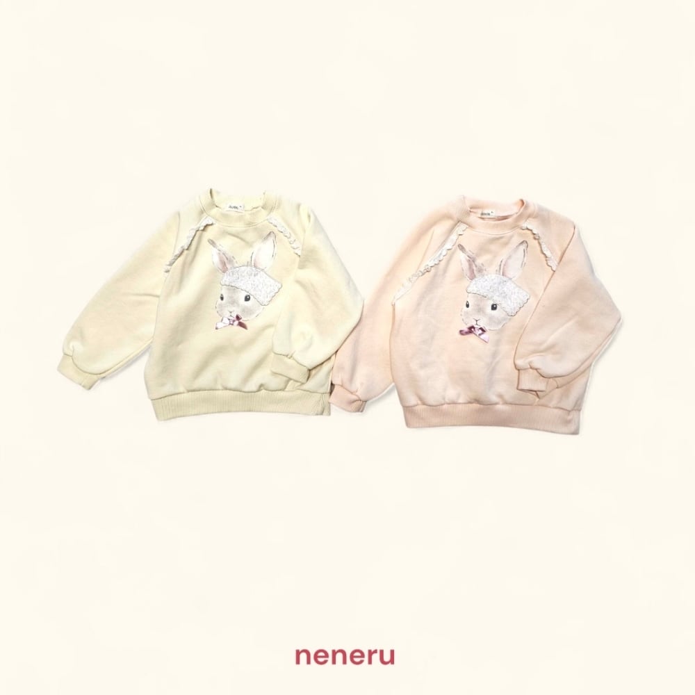 neneru25｜(70cm-125cm) 2色蕾絲小兔印花休閒上衣