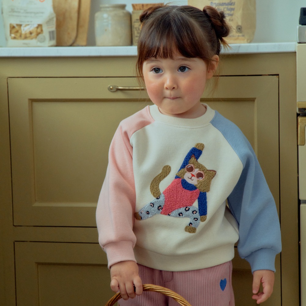 1st blue 17｜(80-118cm) 2色刺繡動物休閒上衣