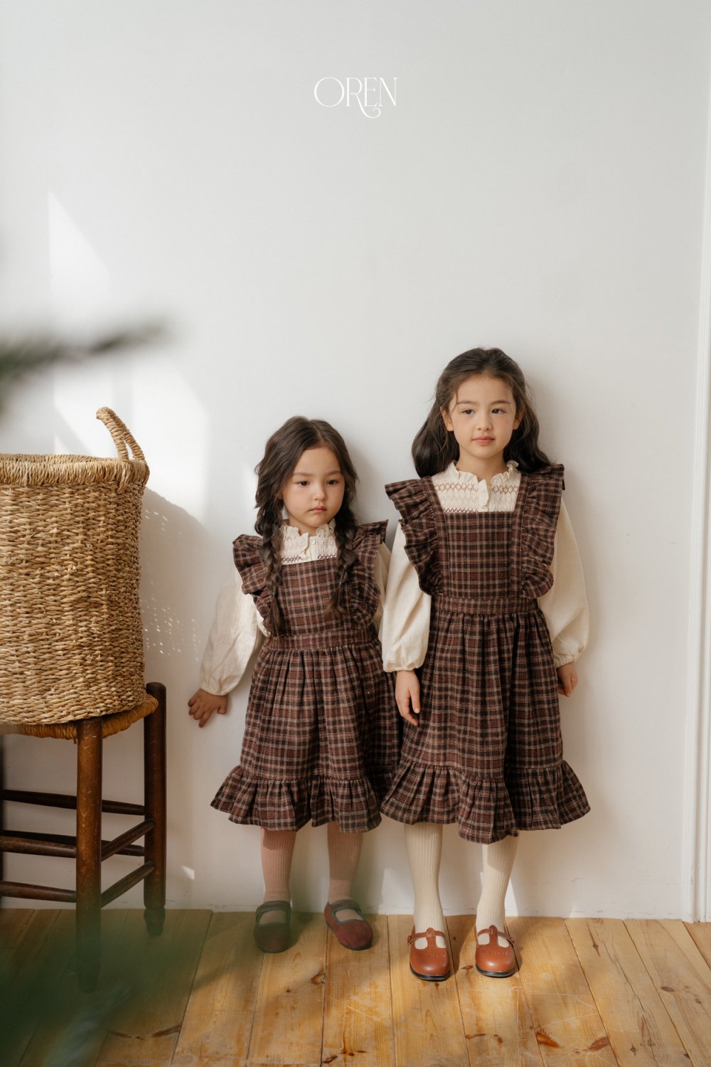 OREN25｜(85-120cm) 復古荷葉邊吊帶洋裝
