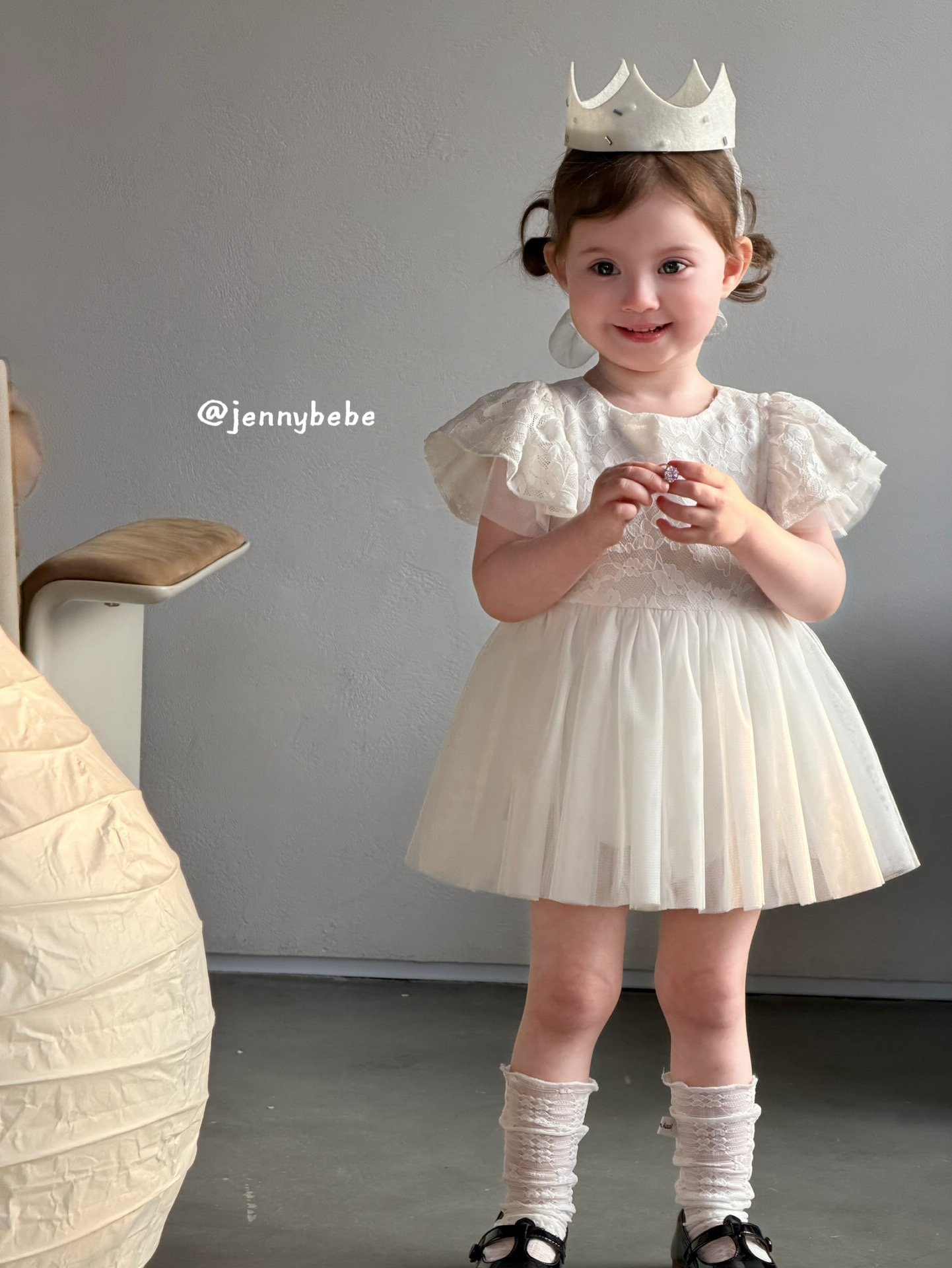 JE728｜(66-90cm) 公主袖薄紗蓬蓬裙包屁衣