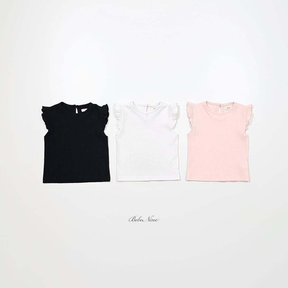 bebe nine20  (65cm-115cm) 3色素色荷葉邊上衣