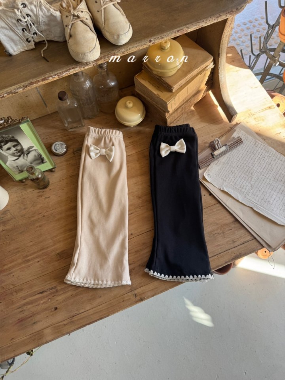 Marron17｜(1y-6y) 蝴蝶結滾邊長褲