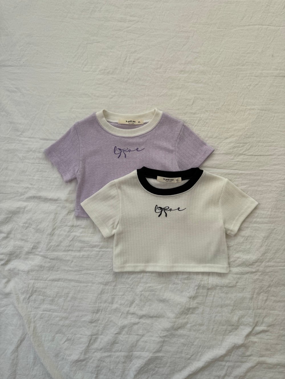 LePetitmot23｜(80-125cm) 拼色蝴蝶結上衣