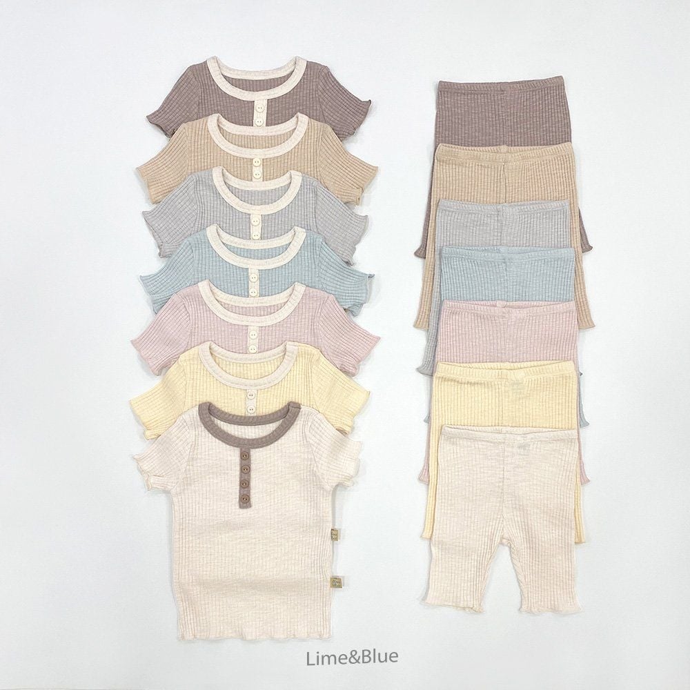 LIME&BLUE03｜(80-118cm)  素色鈕釦居家服