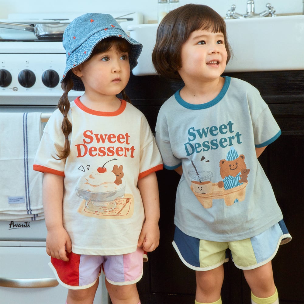 1st blue30｜(~93-118cm) 甜點印花上衣