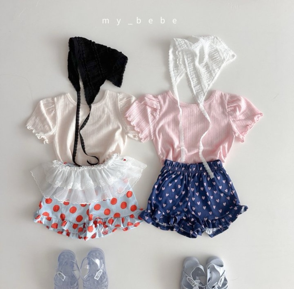 my_bebe28｜(80-120cm) 印花荷葉邊短褲