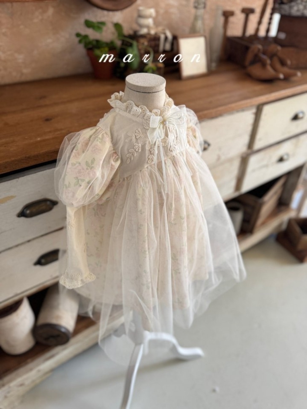 Marron55｜(1y-6y) 古典玫瑰薄紗洋裝