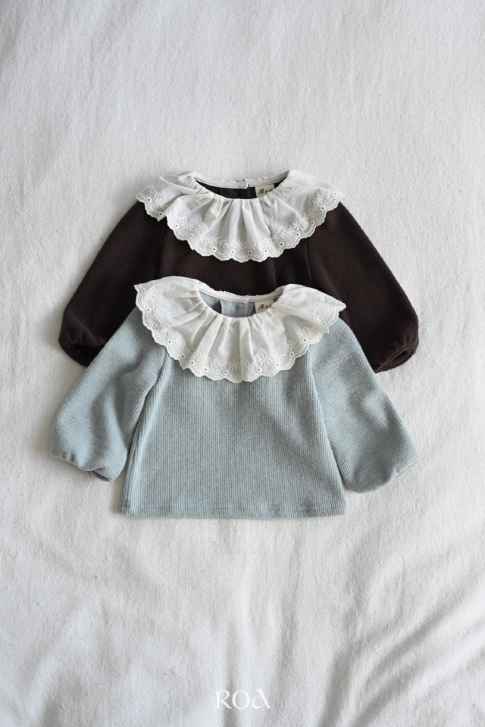 ROA28｜(80cm-120cm) 2色甜美蕾絲翻領上衣