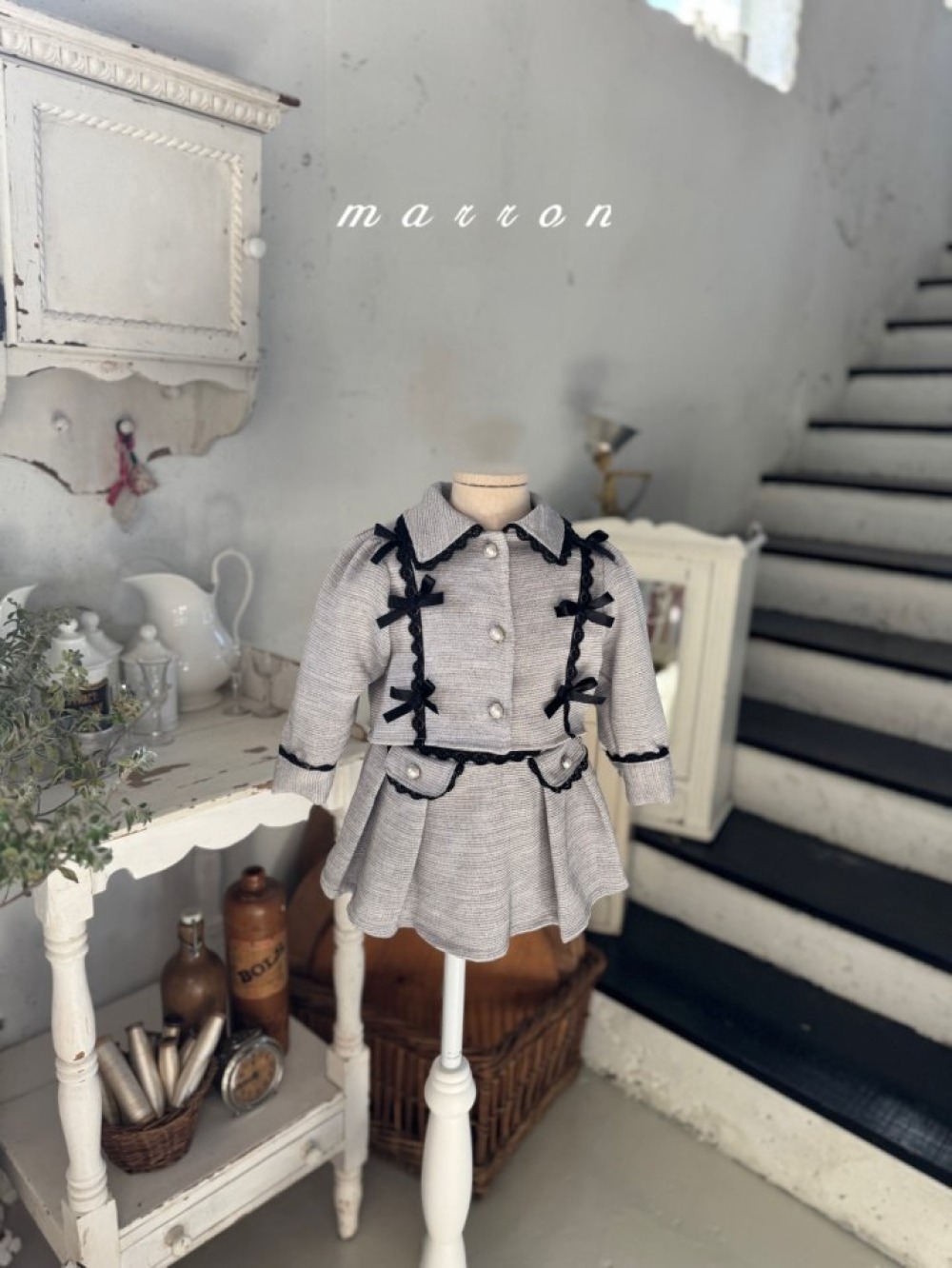 Marron54｜(1y-6y) 古典蕾絲滾邊套裝