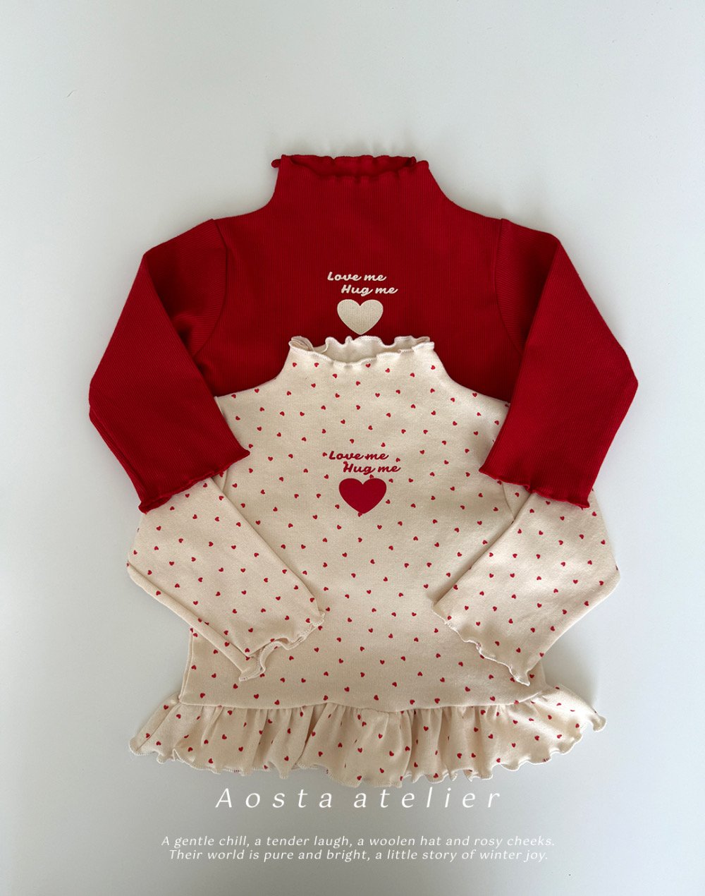 AOSTA22｜(6m-5y) 荷葉捲邊愛心上衣