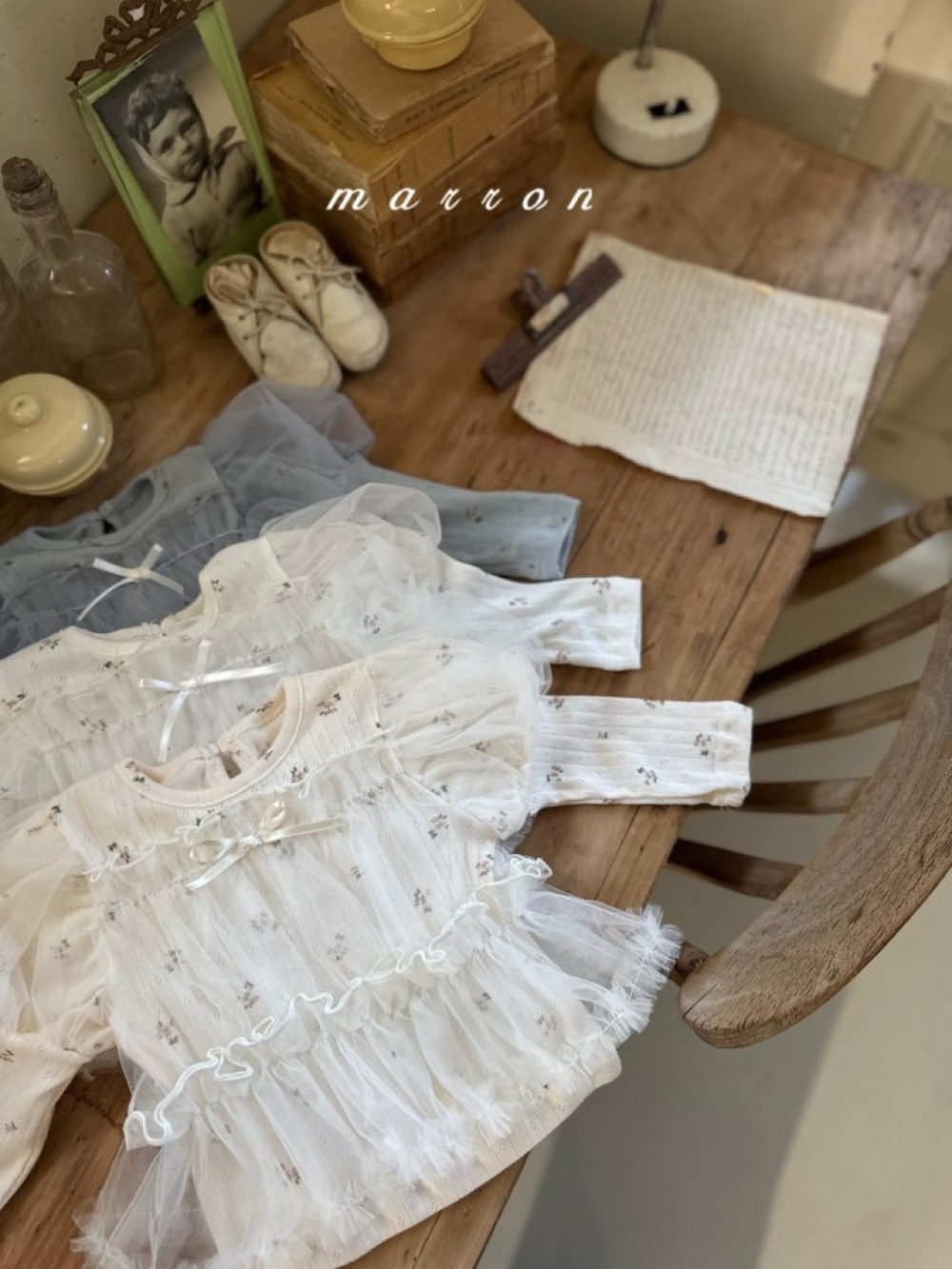 Marron50｜(1y-6y) 印花薄紗背心上衣