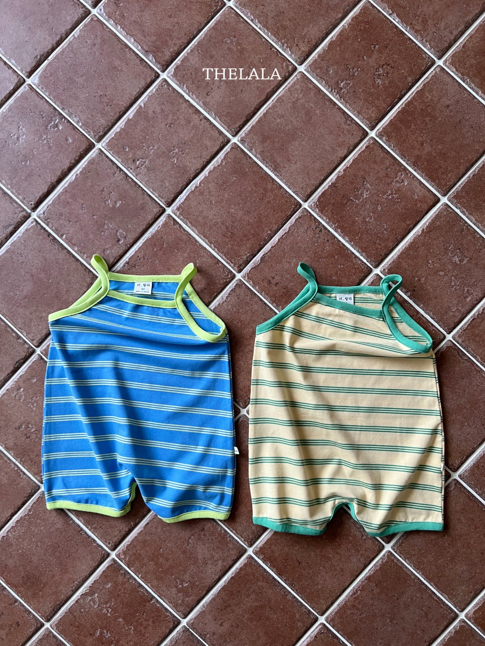 thelala48｜ (0m-18m) 條紋細肩包屁扣