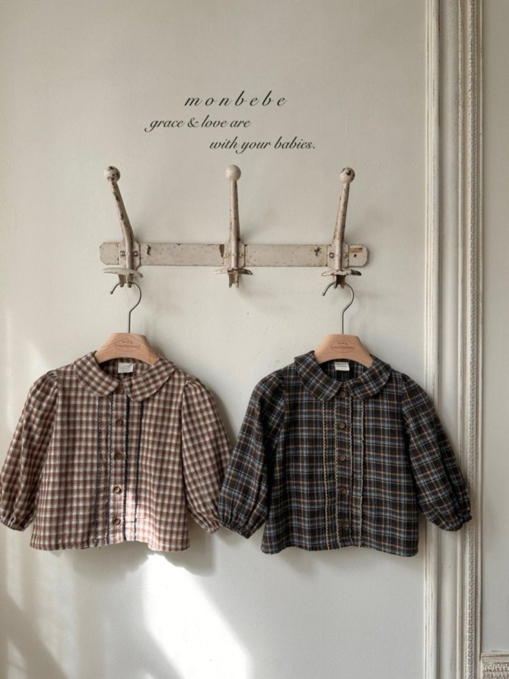 MONBEBE21｜(1y-8y) 冬季格紋滾邊襯衫