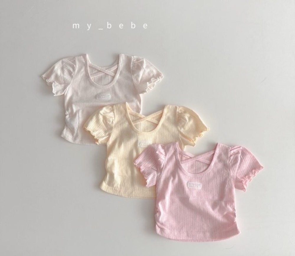 my_bebe37｜(80-120cm) 捲邊露背交叉上衣