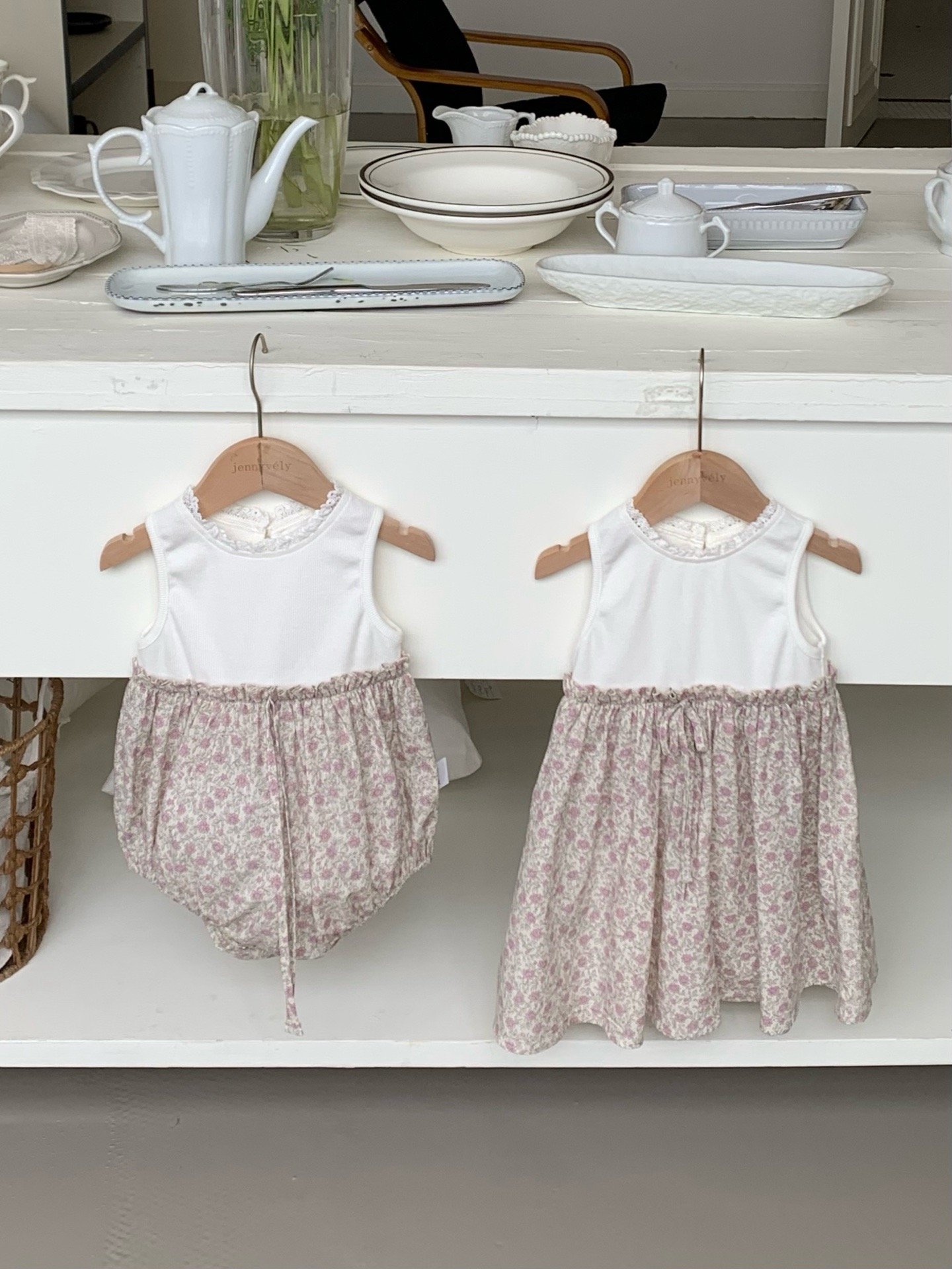 JE52｜(66-100cm) 無印花邊包屁衣/套裝