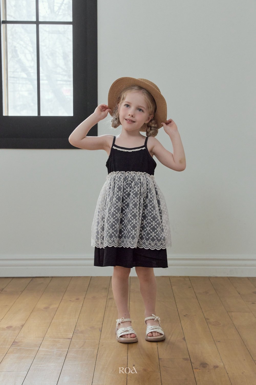 ROA12｜(6m-18m) 2色浪漫蕾絲無袖洋裝