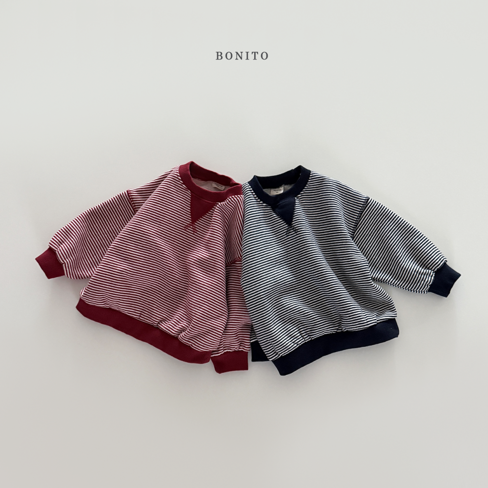 Bonito14｜(75cm-125cm) 條紋滾邊休閒上衣