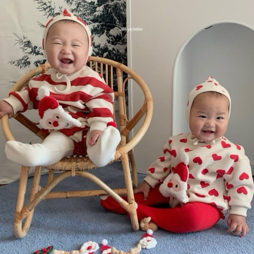 JEAYA05｜(3m-12m) 2色聖誕系列包屁衣含帽子