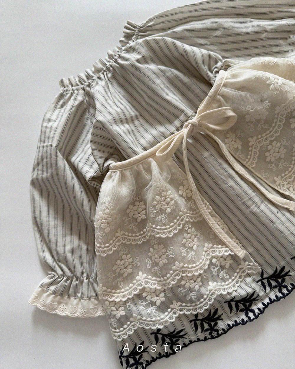 AOSTA11｜(6m-5y) 蕾絲帶層次裙