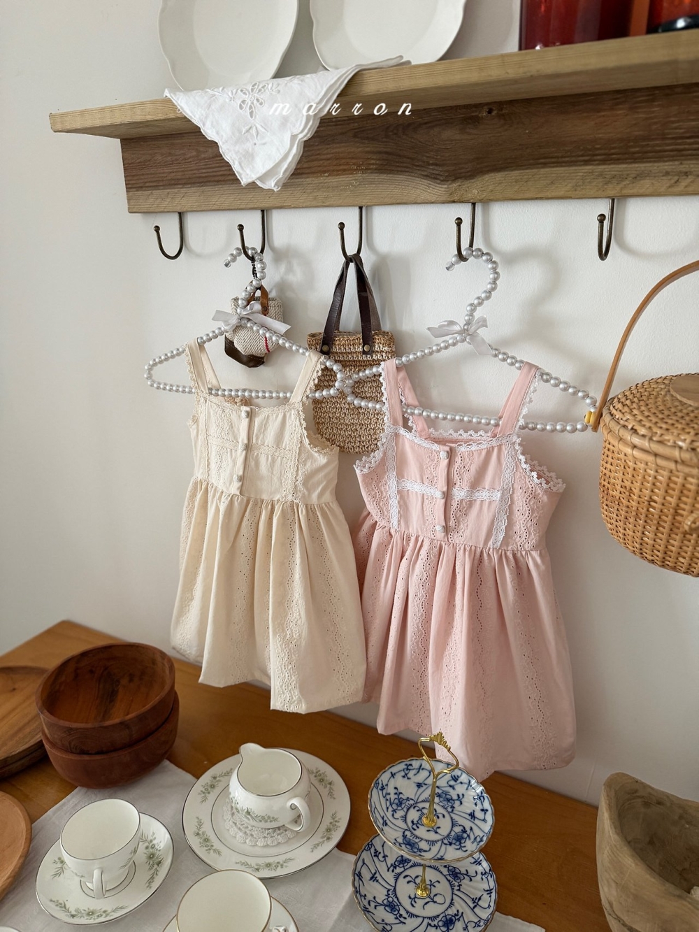 Marron07｜(3m-18m 1y-6y) 花園蕾絲邊包屁衣/洋裝