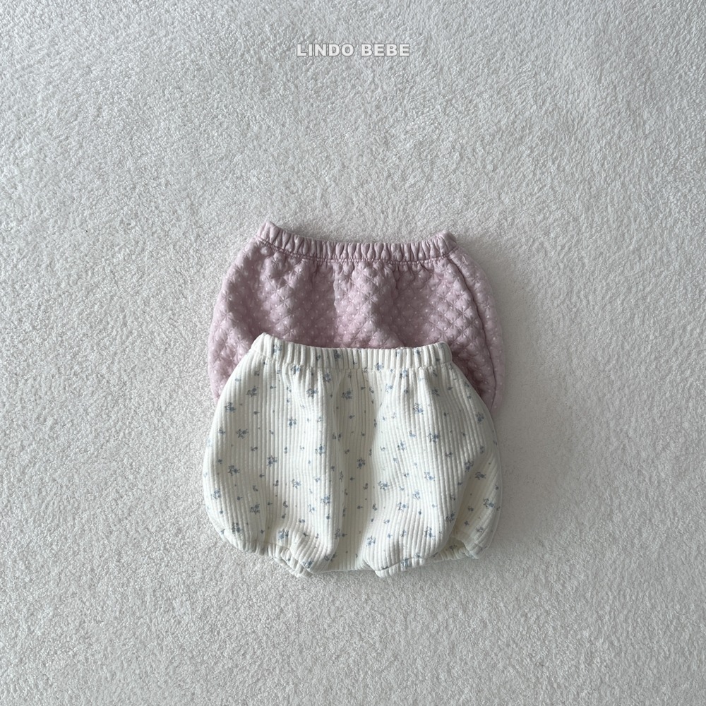 Lindo19｜(3m-18m) 暖色調小花燈籠褲/刷毛綁帶帽