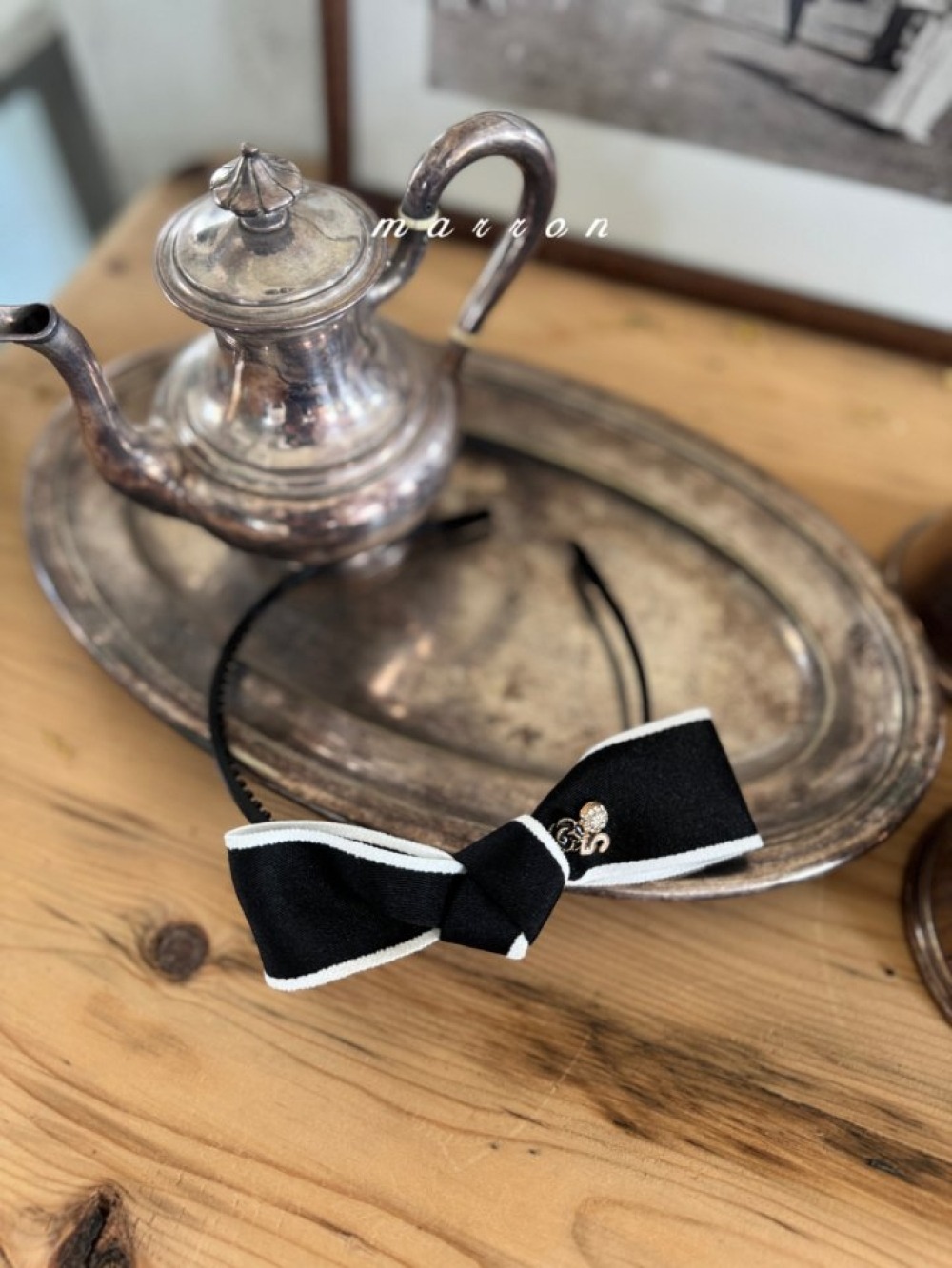 Marron 57｜(3m-18m) 絨面蝴蝶結髮箍