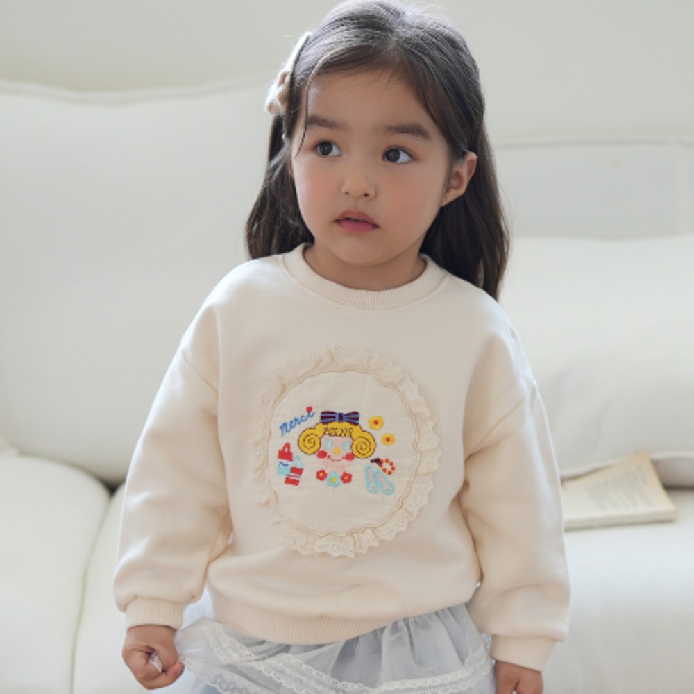 neneru34｜(85cm-125cm) 2色蕾絲印花休閒上衣