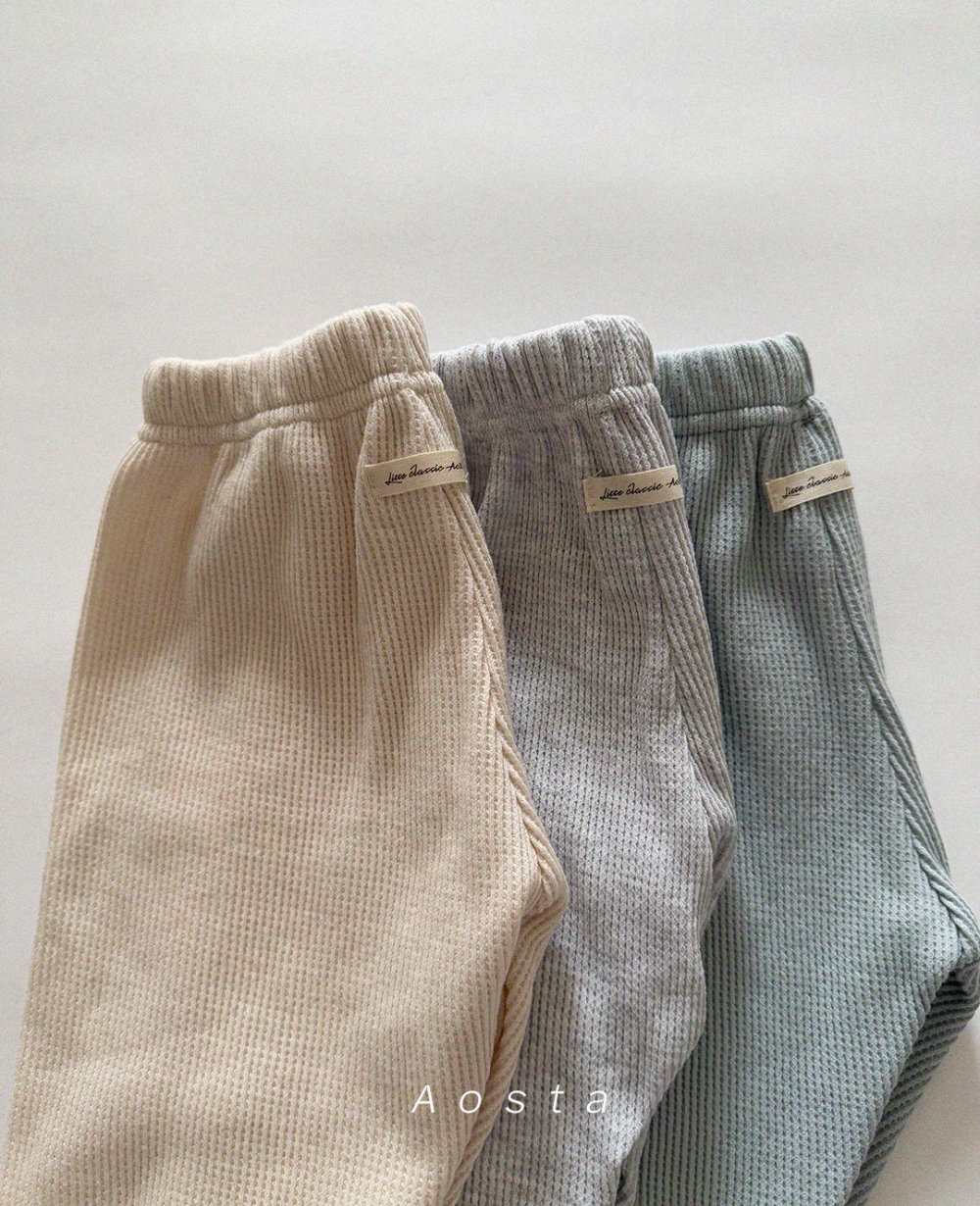 AOSTA33｜(6m-5y) 華夫格縮口長褲