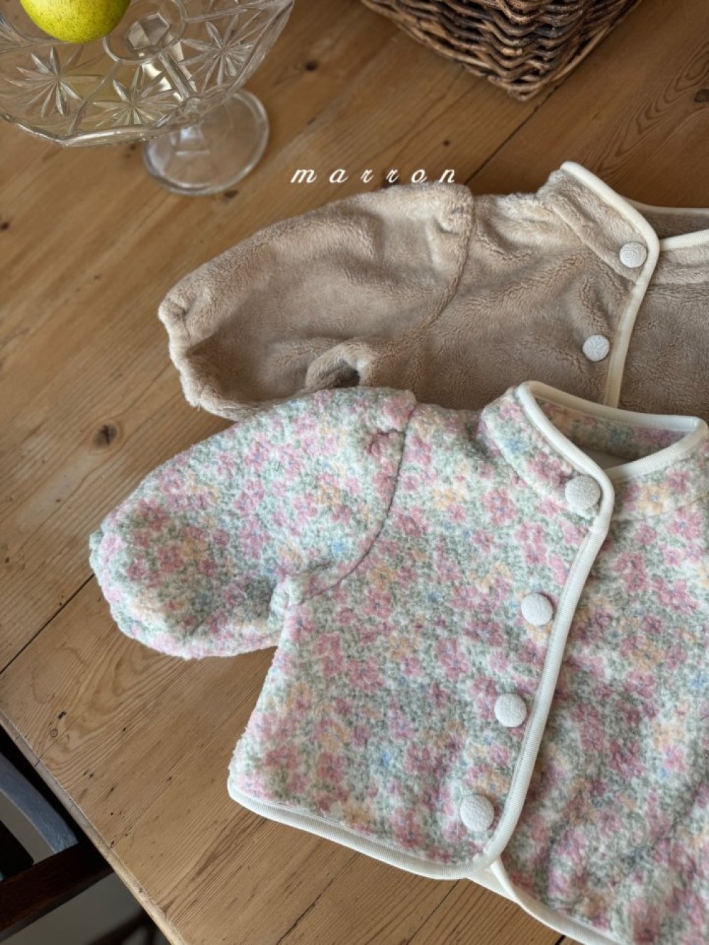 Marron 15｜(1y-6y) 刷毛蓬蓬袖立領開襟外套