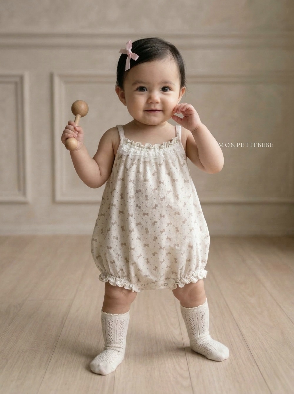 Mon petit06｜(66-90cm) 蝴蝶結細肩包屁衣