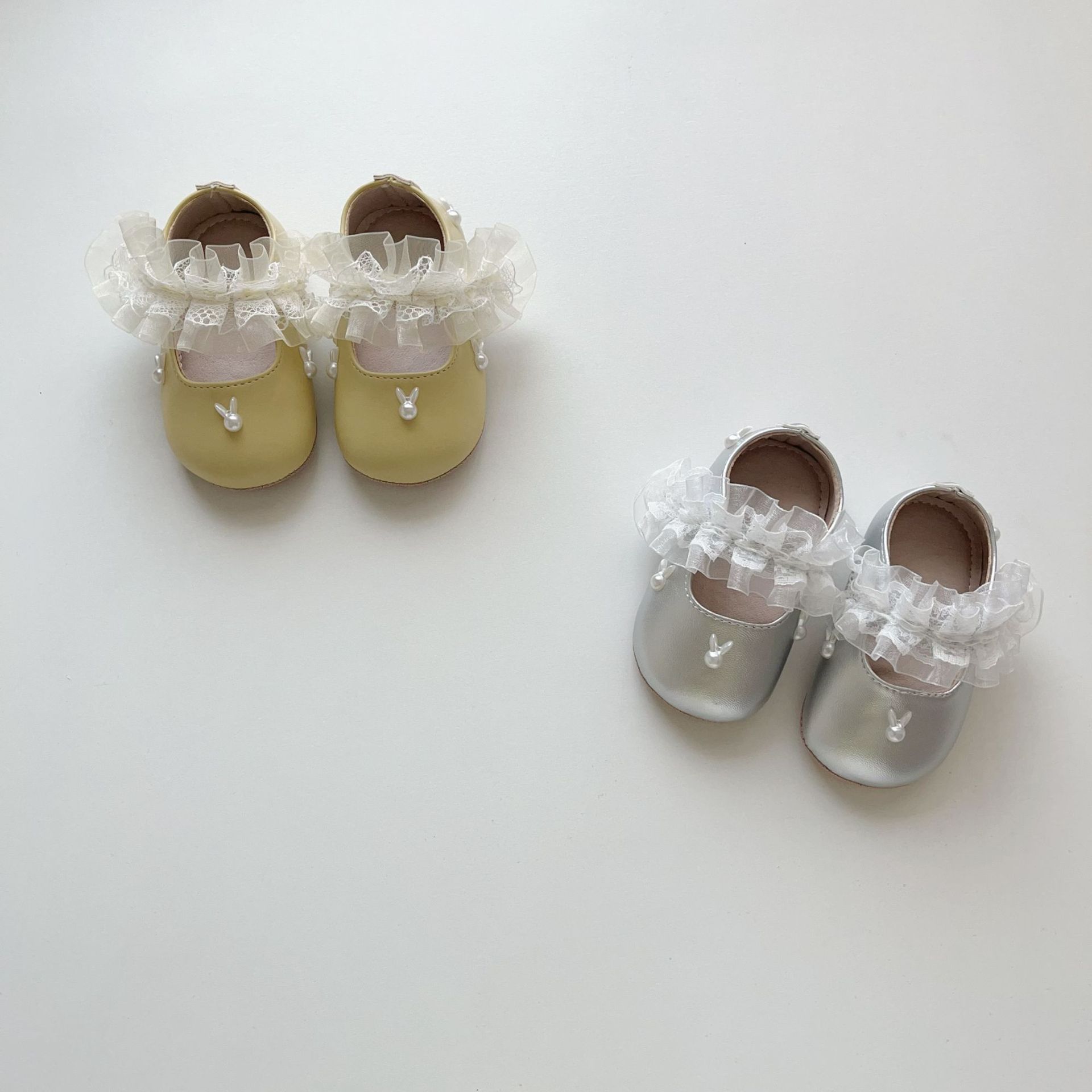兔子珍珠蕾絲學步鞋