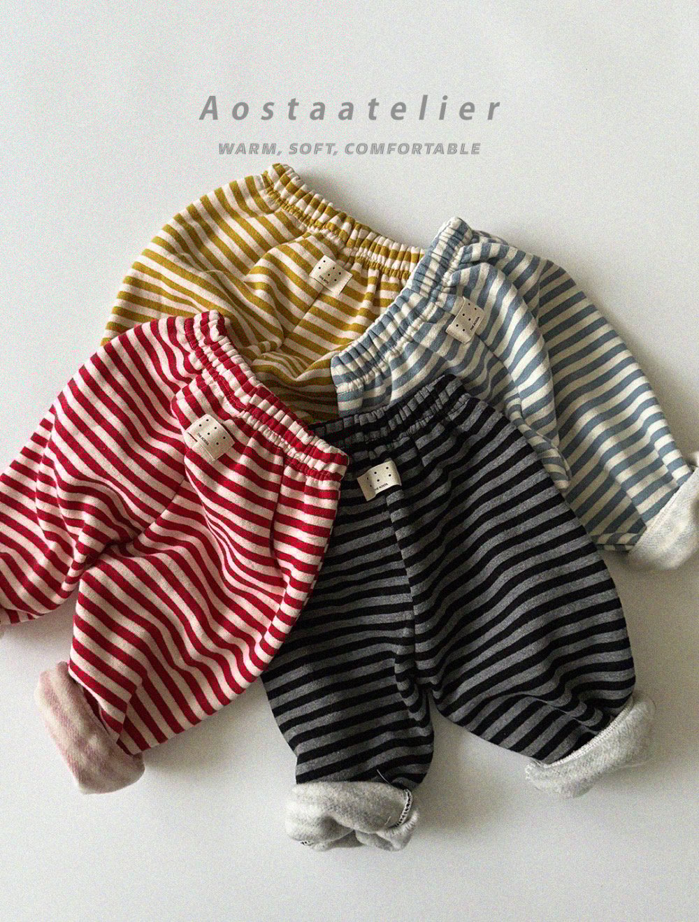 AOSTA33｜(6m-5y) 條紋休閒縮口褲