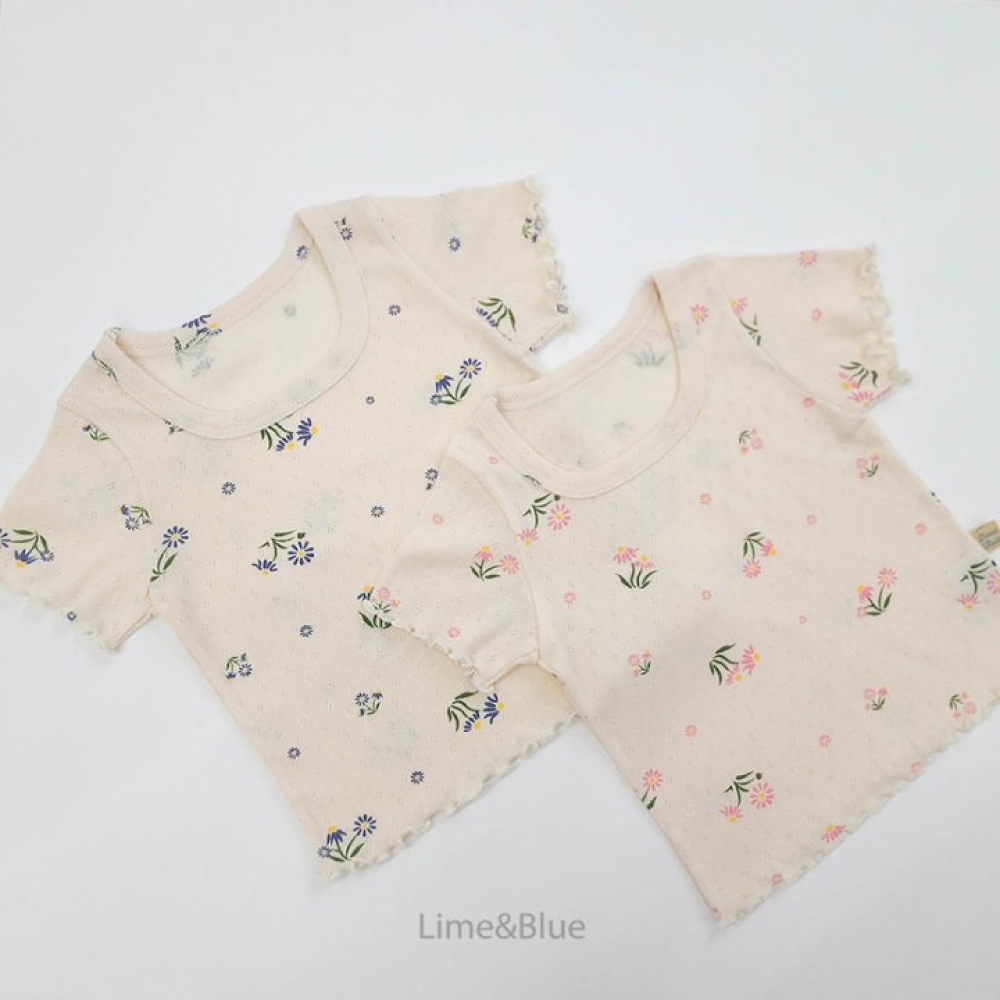 LIME&BLUE34｜(80-118cm)  木耳邊花朵套裝