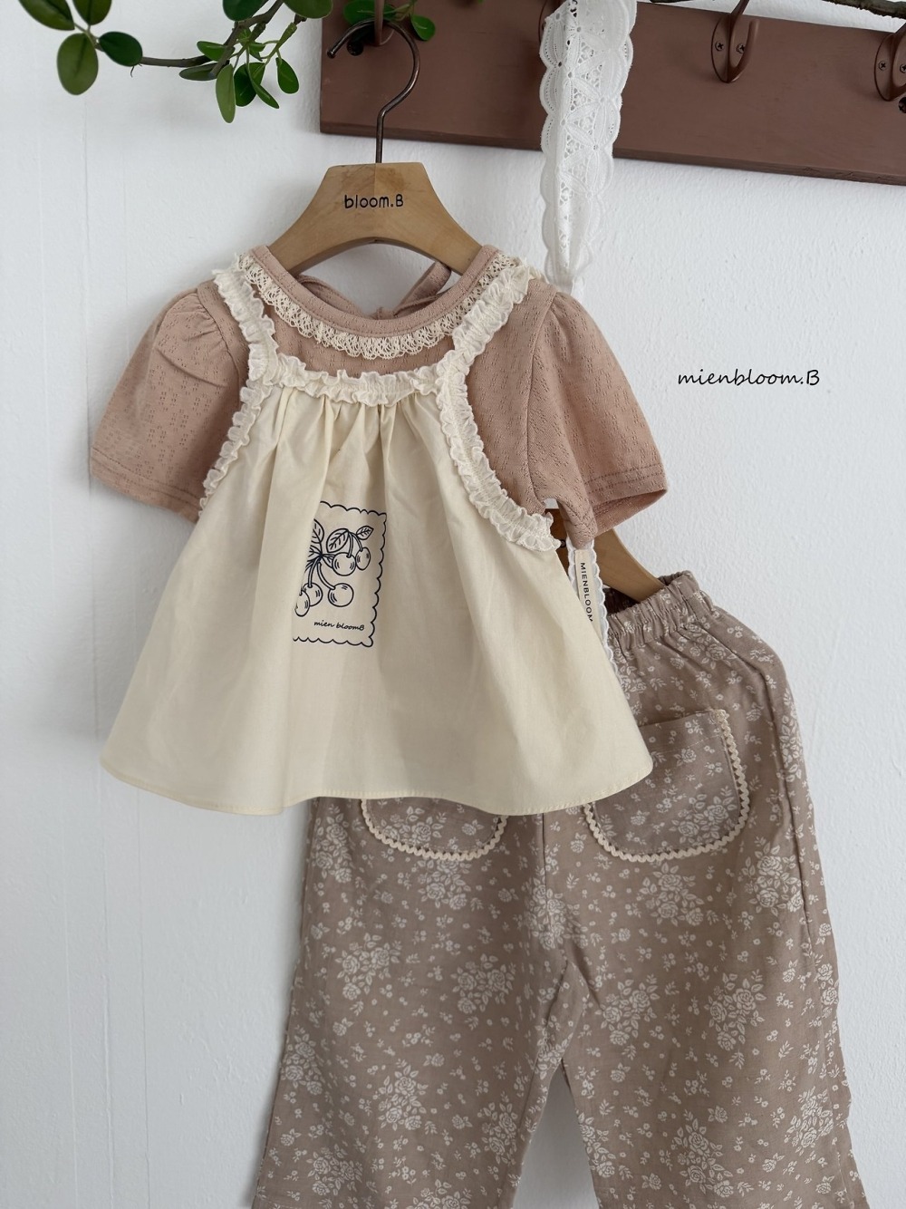 Bloom.b15｜(80-118cm) 亞麻碎花直筒長褲