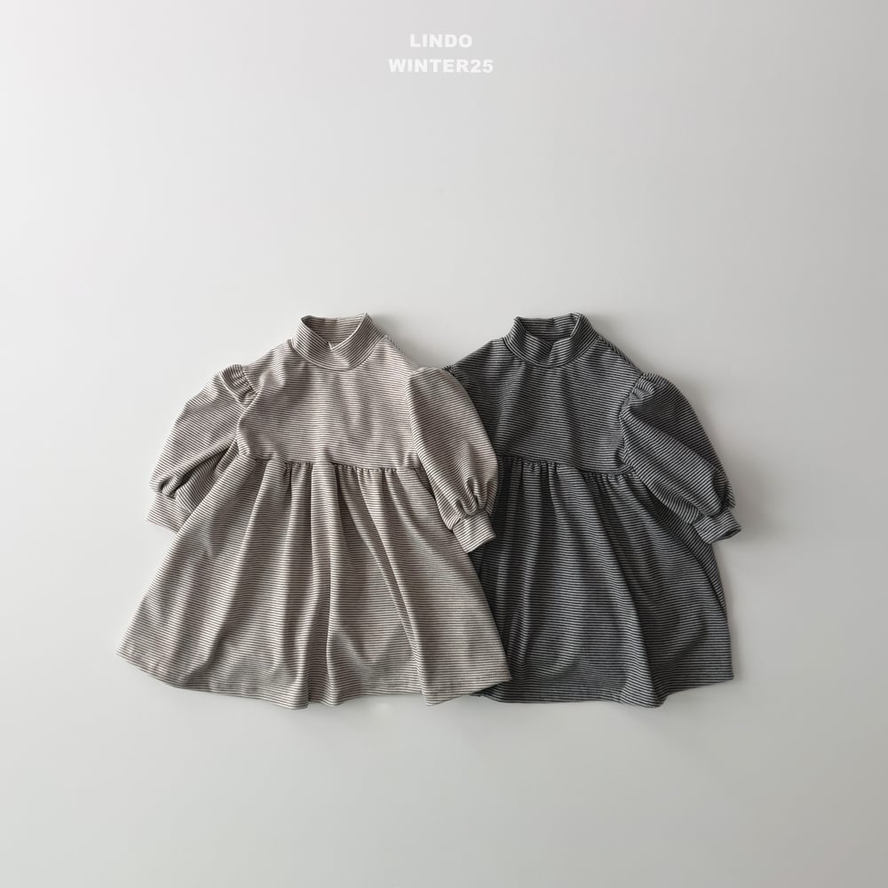 Lindo69｜(80cm-125cm) 高領條紋洋裝