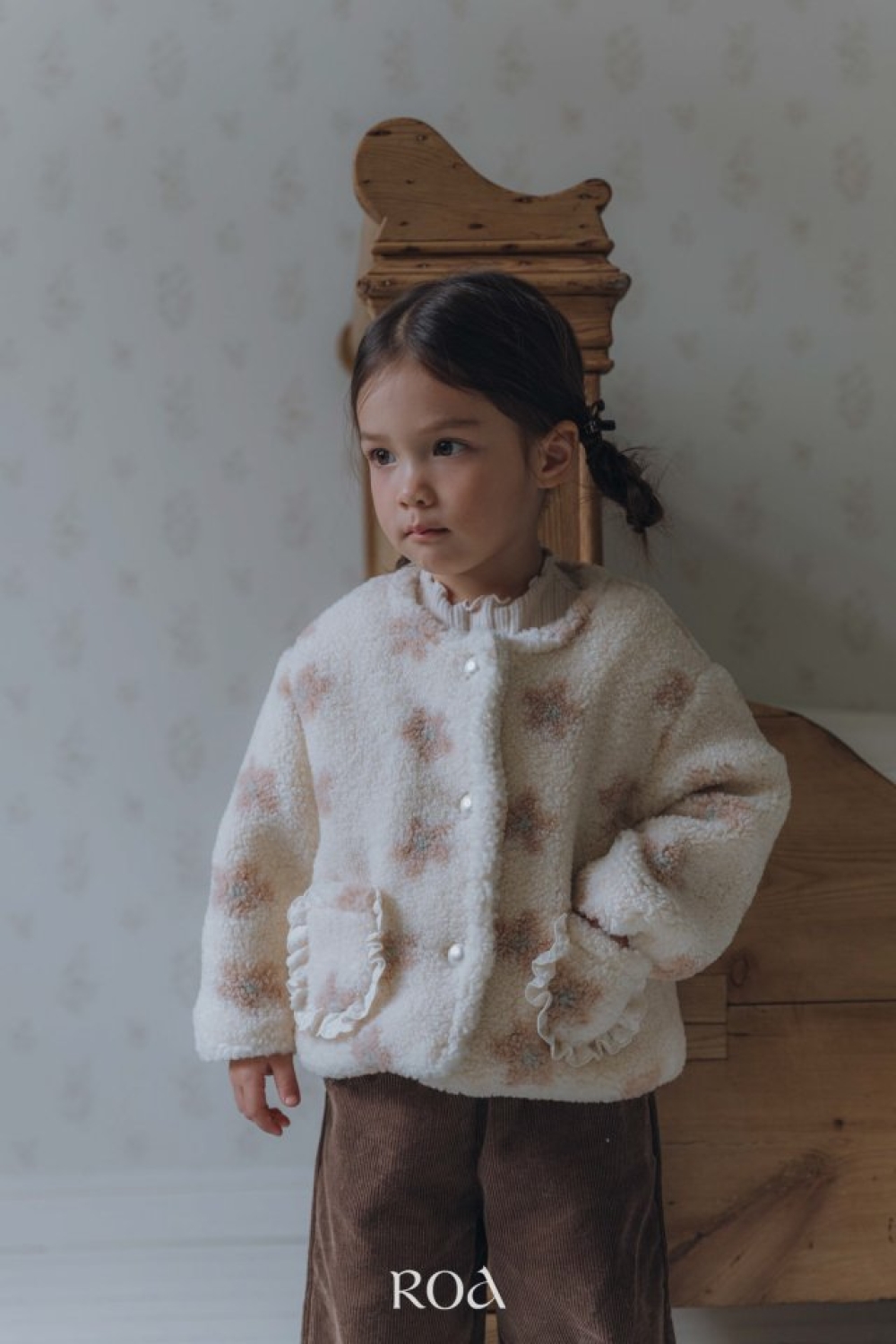 ROA01｜(80cm-120cm) 甜美小花絨毛外套