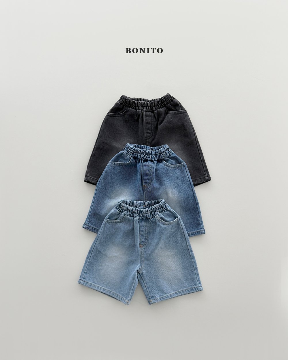 Bonito34｜(75cm-125cm) 3色刷白口袋牛仔褲