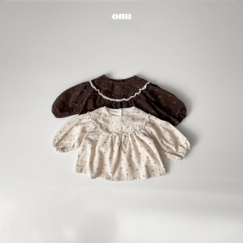 onu 19｜(70cm-115cm) 燈芯絨碎花蕾絲襯衫