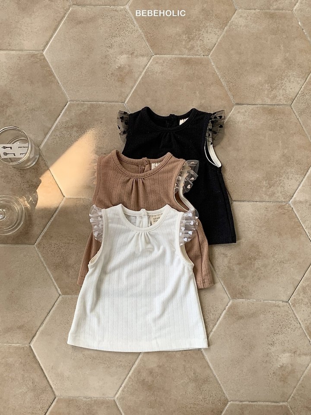 Bebe holic40｜(3m-18m) 素色蕾絲上衣