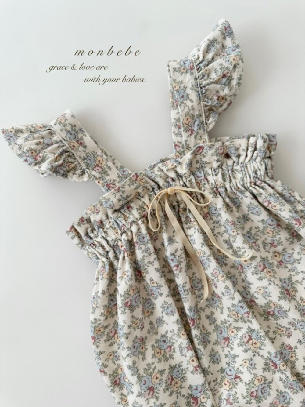 MONBEBE03｜(3m-24m) 春日碎花荷葉包屁衣