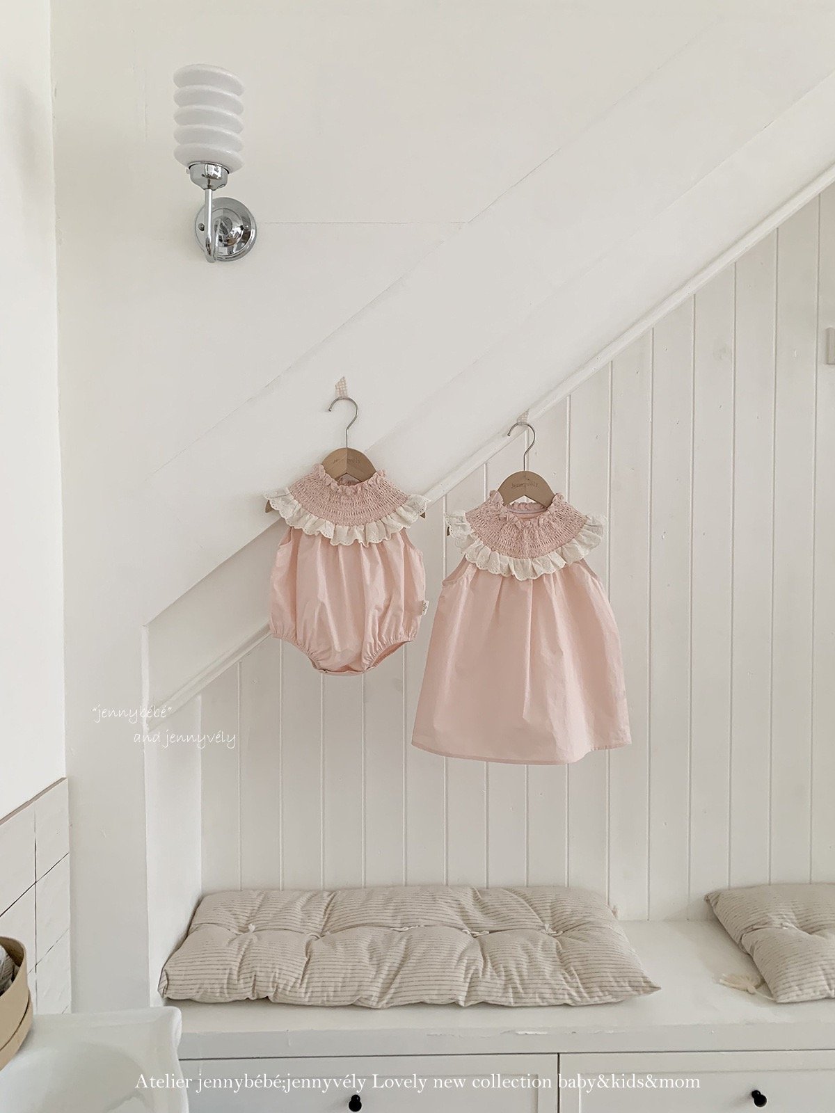 JE60｜(66-120cm) 粉嫩花邊領包屁衣/洋裝